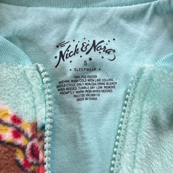 Nick & Nora Adult Teen Unisex Fleece One Piece Sock Monkeys Pajama Size S NWT - Picture 9 of 12